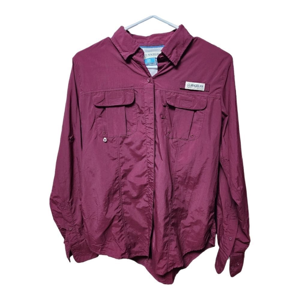 1203 - MAGELLAN Outdoors Fish Gear Long Sleeve Fishing Button Down Size: S Red